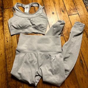 Gymshark Vital Rise Seamless Leggings and Sports Bra - Light Grey Marl. XS. NWOT